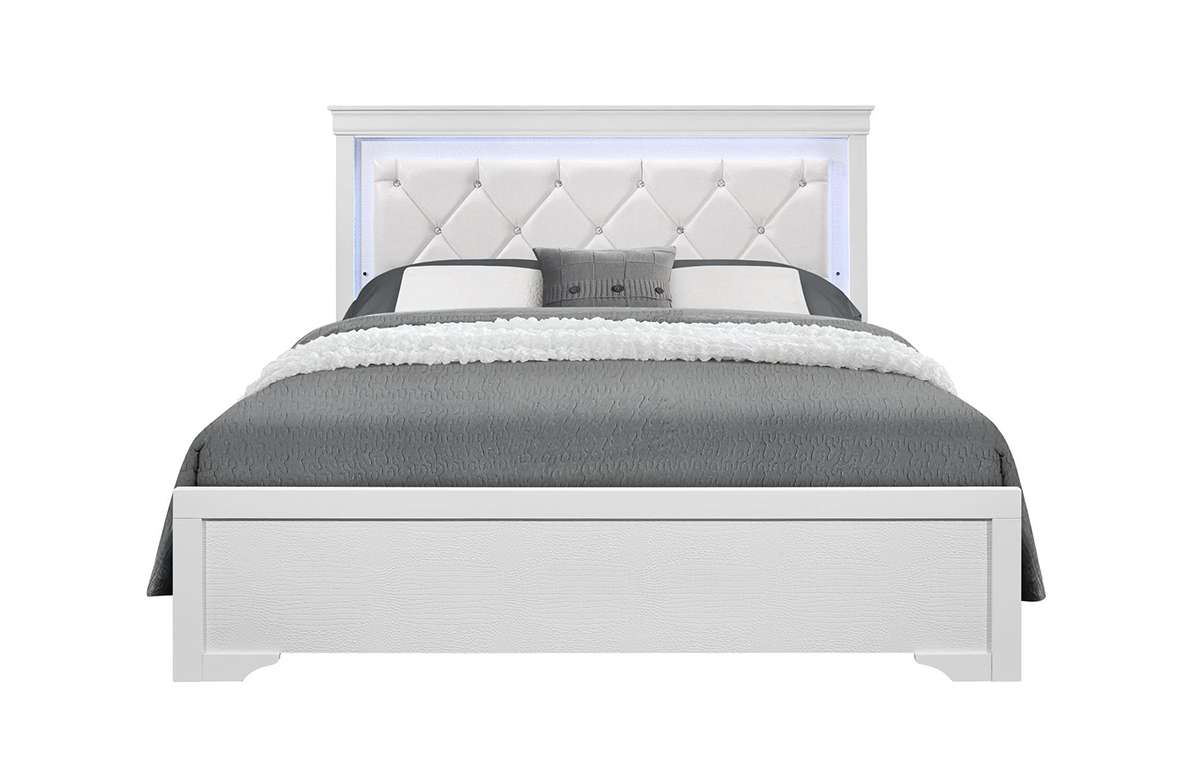 Global Pompei | White Platform Bed | Front Facing