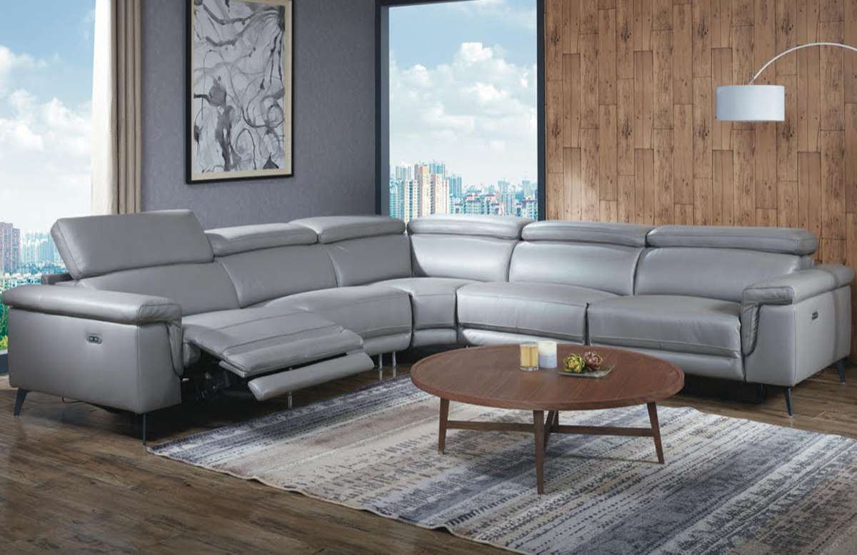 Beverly Hills Hendrix | Slate Blue Sectional Sofa | Angled at 30°