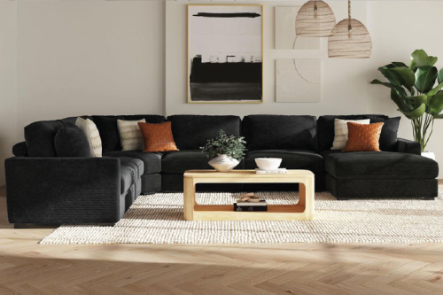 Home Treasures Element Venus 6 | Black | 6pc Sectional