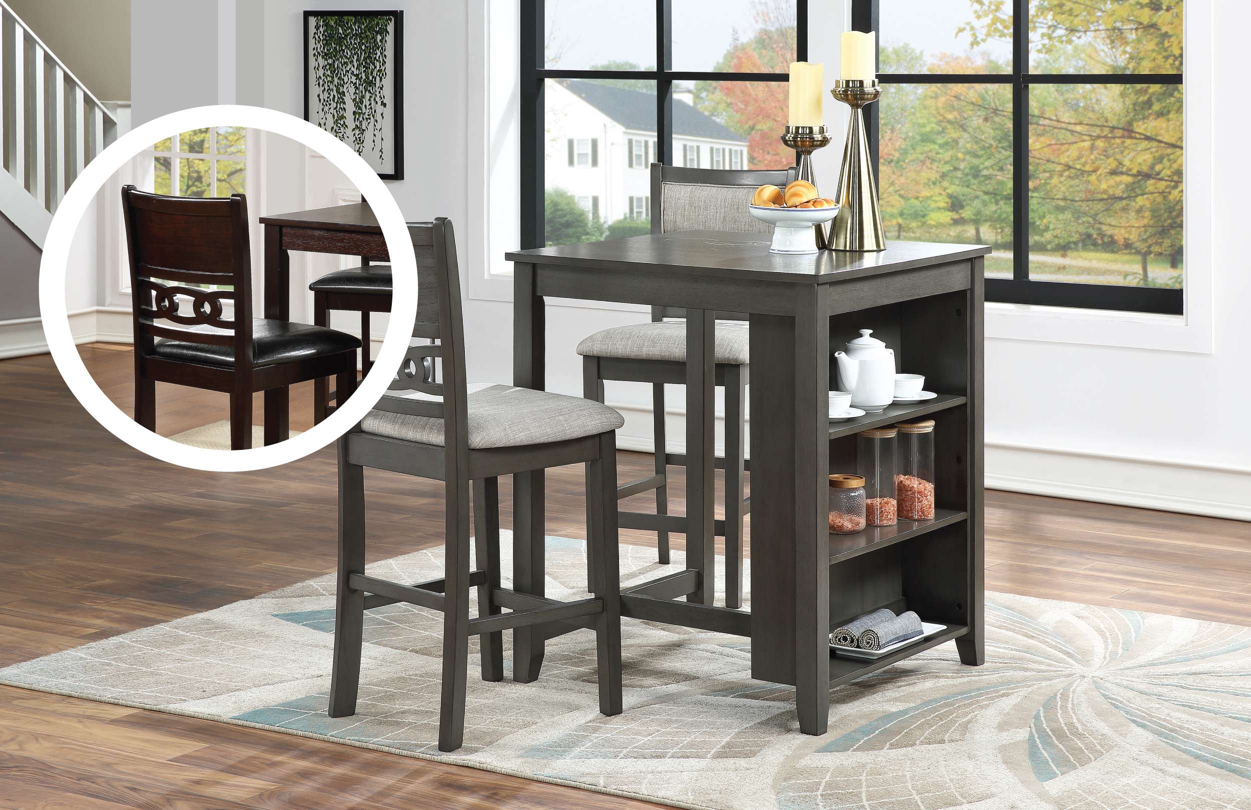 Gia Storage Counter w/ 2 Stools