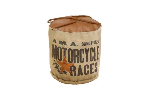A.M.A Sanctioned Motorcycle Races - Leather Canvas Pouf