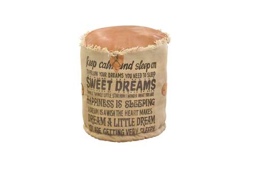 Sweet Dreams - Leather Canvas Pouf