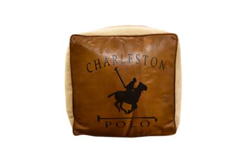 Charleston Polo - Leather Canvas Pouf