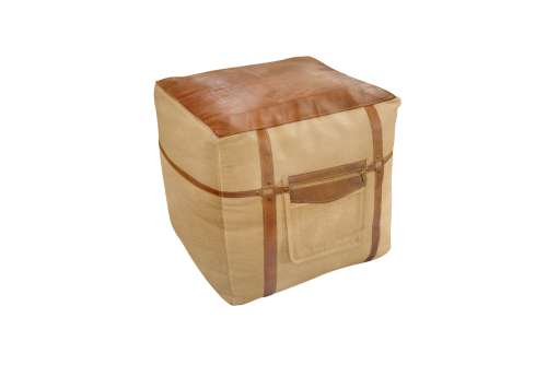 Pocket - Leather Canvas Pouf