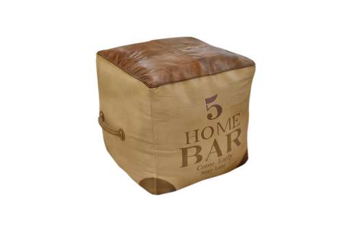 5 Home Bar - Leather Canvas Pouf