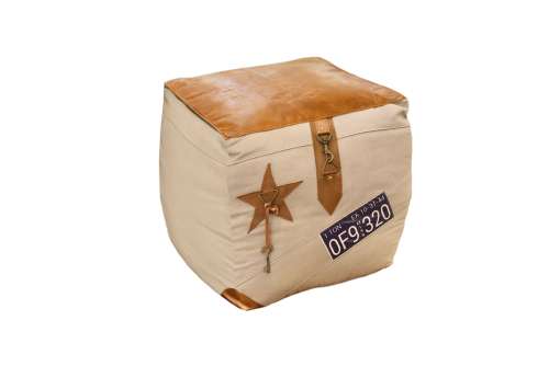 Interstate - Leather Canvas Pouf